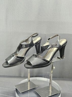 Life Stride Black Open-Toe Slingback Heels